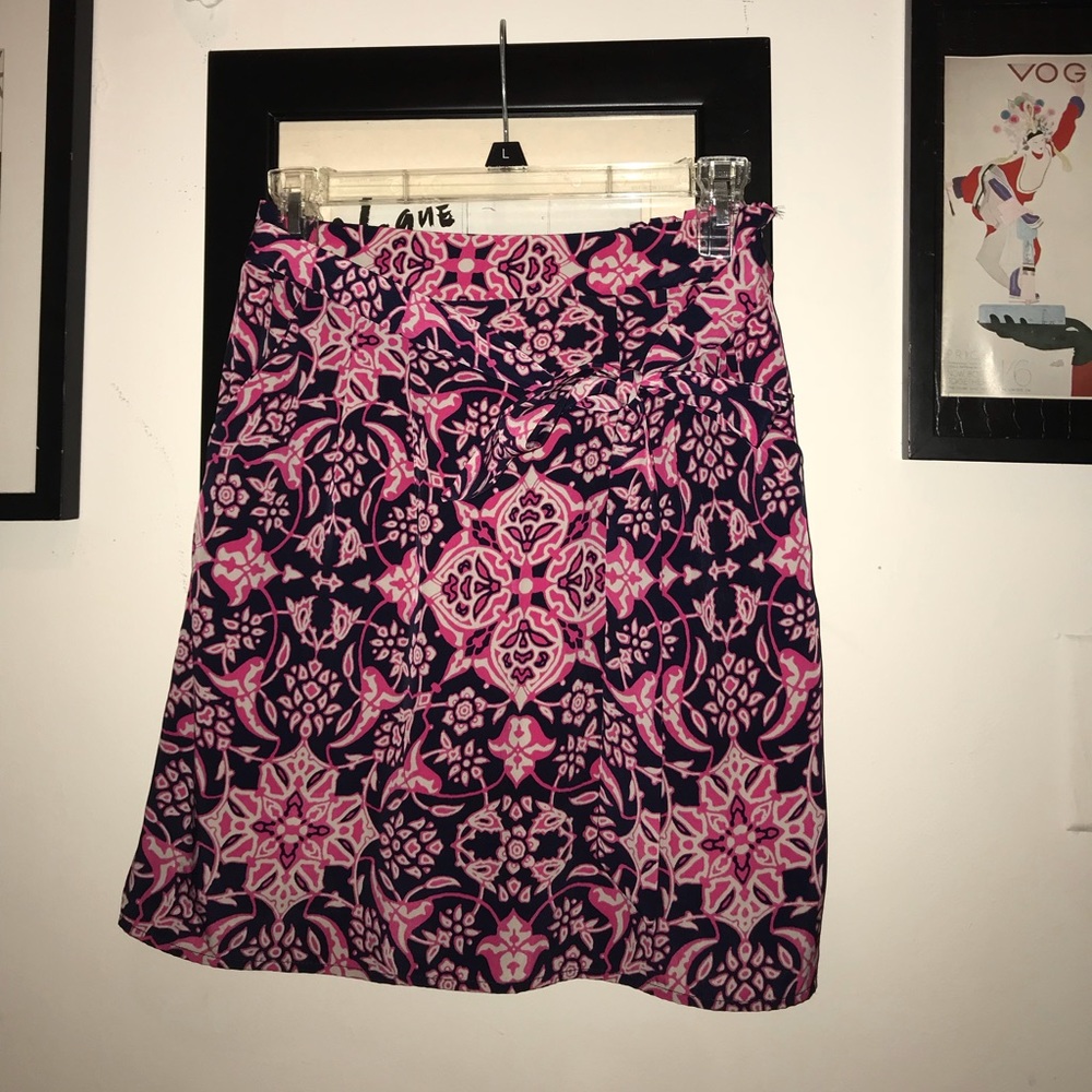 Pink and Navy patterned Skirt